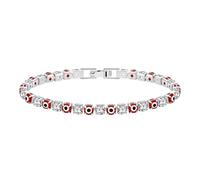 JunyiDIY Silver Red Evil Eye Tennis Bracelet 7.5", Fold Clasp Stylish Protective Amulet Lucky Jewelry For Women Wife Daughter