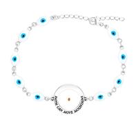 JunyiDIY Silver Stainless Steel Evil Eye Bracelet for Teenage Girls, Faith Can Move Mountains Clasp Bracelet Encourages and Motivates Gifts for Daughters, Nieces Family