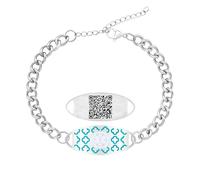 JunyiDIY Smart QR Code Medical ID Bracelet for Daughter, Scannable Digital Health Profile, Waterproof Emergency Jewelry with Cyan Symbol