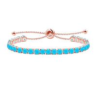 JunyiDIY Turquoise Blue Tennis Bracelet for Women, Adjustable Sparkling Gift Stylish Holiday Jewelry for Best Friend Christmas Birthday YA4043
