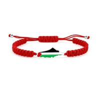 JunyiDIY White Palestinian Flag Red Braided Bracelet, Unisex Adjustable, Peaceful and Trendy Wrist Accessory