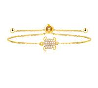 JunyiDIY Wise Turtle Bracelet for Women - Adjustable Gold-Plated Slider Bolo Clasp Thin Bracelet with Adorable Turtle Charm for Sister Christmas SJA4597