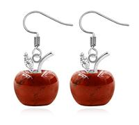 JunyiDIY Women's Red Apple Earrings | Red Stone Dangle Earrings Charming and Romantic Confession Gift for Wife Partners YA4030