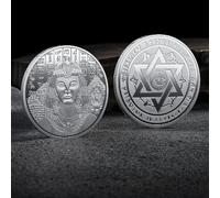 JUNYOUD Greek Ancient Pyramid Lucky Commemorative Coin Egyptian Sun God Radiance Gold and Silver Coin Commemorative Medal-Silver-40 * 3 30g