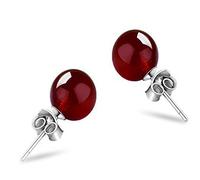 JUNYY Cute Women Girls Agate Gemstone Crystal Earrings Dainty Temperament Hypoallergenic Stud Earrings(Red)