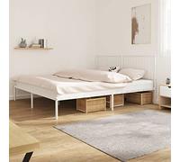 JUNZAI Bed Bases,Bed Frame With Headboard,Single Bed Frames For Adults,Metal Bed Frame with Headboard White 193x203 cm
