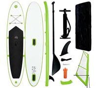 JUNZAI Inflatable Stand Up Paddleboard with Sail Set Green and White,Surfing Board Kit for Adults, Premium Surfboard Complete Kit with Adjustable Paddle Hand Pump Fin Leash Backpack