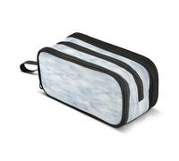JUNZAN Blues Gray Strokes Pencil Bag Aesthetic Pencil Case Pen Pouch for Women Men School Office College Stationery Supplies