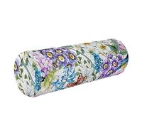 JUNZAN Bolster Pillow Bamboo Sleep Neck Roll Pillow Round Pillow Cases Cervical Pillow for Neck Pain Cylinder Pillow for Knee Support Watercolor Floral Vintage Flowers