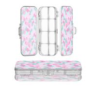 JUNZAN Camouflage Clear Pencils Box Double Deck Pens Hard Case For Kids With Snap And Lid Cyan Aqua