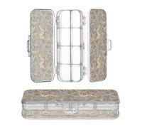 JUNZAN Camouflage with Oak Leaves Pencil Storage Box Clear Double Deck Pens Hard Case For Kids With Snap And Lid