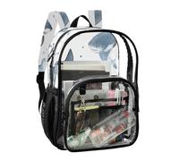 JUNZAN Cartoon fish sea Clear Backpack For Girls Women Transparent Bookbag 15.7" See Through Backpacks for School