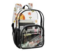 JUNZAN Cartoon Lions Clear Backpack For Girls Women Transparent Bookbag 15.7" See Through Backpacks for School