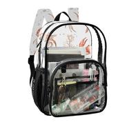 JUNZAN Cartoon Mud Crabs Clear Backpack For Girls Women Transparent Bookbag 15.7" See Through Backpacks for School