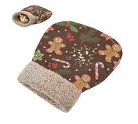 JUNZAN Christmas Mistletoe Gingerbread Cat Sleeping Bag Cats Bed Cave Plush Warm Pet Sleep Sack for Indoor Cat Small Dog Machine Washable Dark Brown