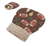 JUNZAN Christmas Mistletoe Rugby Cat Sleeping Bag Cats Bed Cave Plush Warm Pet Sleep Sack for Indoor Cat Small Dog Machine Washable Brown