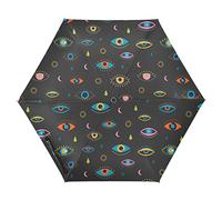 JUNZAN Colorful Lashes Evil Eyes Dark Travel Umbrella for Rain Windproof 39 Inch Golf Umbrellas UV Reflector Folding Portable Auto Open Close Outdoor Defence Accessories