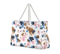 JUNZAN Cow Skin Beach Tote Bag with Handles Swim Pool Bag Beach Totes Bags for Women with Waterproof Pockets Sky Blue Pink