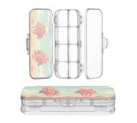 JUNZAN Cowboys in The Desert Plastic Pencil Box Clear Double-Deck Transparent Pens Cases For School With Lid