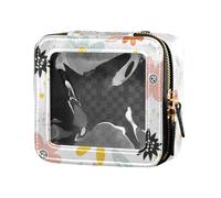 junzan Cute Flower Pattern Waterproof Transparent Makeup Bag Travel Toiletry Bag Leather Flying Cosmetic Bag Cute Flowers, 5.1 x 2.2 x 4.7 inches, Colorful, Cute Flowers, 5.1 x 2.2 x 4.7 inches,