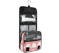 junzan Cute Kawai Cats Hanging Toiletry Bag for Women & Men Travel Cosmetic Bag with Hook Family Makeup Organizer Coral, Coral, 18.5"(Unfold) x 9" W x 4" H, Colorful