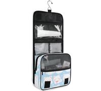 junzan Cute Kawai Cats Hanging Toiletry Bag for Women & Men Travel Cosmetic Bag with Hook Family Makeup Organizer Blue, Blue, 18.5"(Unfold) x 9" W x 4" H, Colorful