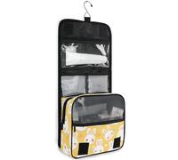 junzan Cute Rabbits Green Hanging Toiletry Bag for Women & Men Travel Cosmetic Bag with Hook Family Makeup Organizer, Cute Rabbits Green, 18.5"(Unfold) x 9" W x 4" H, Colorful