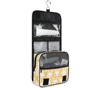 junzan Cute Rabbits Hanging Toiletry Bag for Women & Men Travel Cosmetic Bag with Hook Family Makeup Organizer Green, Green, 18.5"(Unfold) x 9" W x 4" H, Colorful