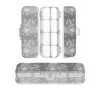 JUNZAN Cute T-rex with American Flag Plastic Pencils Box Clear Double Layer Transparent Pens Case For Stationery Supplies With Snap Lid