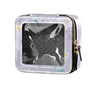 junzan Daisy and Butterfly Cute Makeup Bag Clear Leather Toiletry Bag Makeup Bag Organizer for Flies,Blue,5.1 x 2.2 x 4.7 Inches,Colorful, Blue, 5.1 x 2.2 x 4.7 inches, Colorful