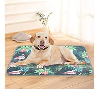 JUNZAN Dog Cooling Mat Tropical Flamingos on Palm Leaf 24'' x 39'' Summer Keep Cool Pad for Puppy Cats Breathable Cooling Blanket for Home Pet Crate Cages