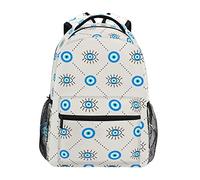 JUNZAN Evil Eye Magic Navy Blue Laptop Backpack 16 Inch School Travel Bags Bookbag for Kids Boys Business, Geometric Greek Evil, S