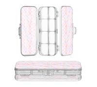 JUNZAN Fish Scales Pink Blue Clear Plastic Pencil Box Double Layer Pens Marker Case For School With Lid
