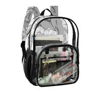 JUNZAN Flower Carnation Clear Backpack For Girls Women Transparent Bookbag 15.7" See Through Backpacks for School Sliver Gray