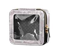 junzan Flowers Light Peach Clear Mini Makeup Bag Toiletry Bag with Zipper Makeup Organizer for Flying, Flowers Light Peach, 5.1 x 2.2 x 4.7 inches, Colorful, Flowers Light Peach, 5.1 x 2.2 x 4.7