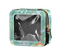 junzan Flowers Scandinavian Cute Travel Makeup Bag Clear Travel Toiletry Bag Nail Polish Organizer Bag for Travel, Flowers Scandinavian, 5.1 x 2.2 x 4.7 inches, Colorful, Flowers Scandinavian, 5.1 x