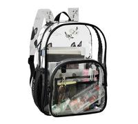 JUNZAN Funny Boston Dogs Clear Backpack For Girls Women Transparent Bookbag 15.7" See Through Backpacks for School