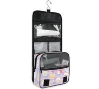 junzan Funny Cupcakes Blue Hanging Toiletry Bag for Women & Men Travel Cosmetic Bag with Hook Family Makeup Organizer, Funny Cupcakes Blue, 18.5"(Unfold) x 9" W x 4" H, Colorful