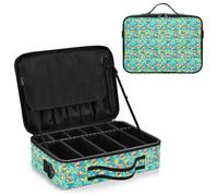 junzan Funny Cute Monkey Large Makeup Organizer Bag Travel Makeup Train Case Flat Make Up Artist Case with Dividers and Adjustable Strap, Funny Cute Monkey, 14.6 x 10.6 x 4.7 inches, Colorful