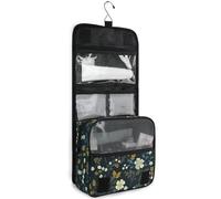 junzan Hanging Toiletry Bag for Women & Men Cute Wildflorals Travel Cosmetic Bag with Hook Family Makeup Organizer, Cute Rabbits in Pink, 18.5"(Unfold) x 9" W x 4" H, Colorful