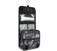 junzan Hanging Toiletry Bag for Women & Men Discord71 Travel Cosmetic Bag with Hook Family Makeup Organizer, Cute Rabbits in Pink, 18.5"(Unfold) x 9" W x 4" H, Colorful