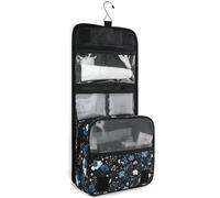 junzan Hanging Toiletry Bag for Women & Men Tiny Wild Florals Travel Cosmetic Bag with Hook Family Makeup Organizer, Tiny Wild Florals, 18.5"(Unfold) x 9" W x 4" H, Colorful