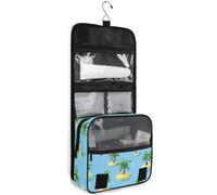 junzan Hanging Toiletry Bag for Women & Men Tropical Trees Blue Travel Cosmetic Bag with Hook Family Makeup Organizer, Cute Rabbits in Pink, 18.5"(Unfold) x 9" W x 4" H, Colorful