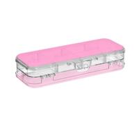 JUNZAN Hot Pink Clear Pencil Plastic Box Double Deck Pencil Containers For Kids With Snap-Tight Lid