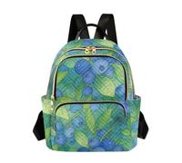 JUNZAN Lightweight Travel Daypack with Multiple Pockets, Blueberry Green Foliage, M, Full Print