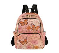 JUNZAN Lightweight Travel Daypack with Multiple Pockets, Monarch Butterfly, M, Full Print | Secure Zipper Closures School for Teen Girls Monarch Butterfly