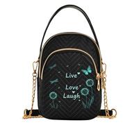 JUNZAN Multi Pocket Handbag With Detachable Chain Strap | 3 Wear Ways: Handheld, Shoulder, Crossbody Shoulder Purse Daily Shopping Trip Live Laugh Love