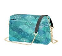 JUNZAN Multi Zipper Pocket Ladies Mini Shoulder Purse Water Resistant For | Lightweight Skin-Friendly Texture Fashion Ladies Clutch City Shopping Trip Blue Mermaid Scales