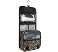 junzan Olive Green Trellis Hanging Toiletry Bag for Women & Men Travel Cosmetic Bag with Hook Family Makeup Organizer, Cute Rabbits in Pink, 18.5"(Unfold) x 9" W x 4" H, Colorful