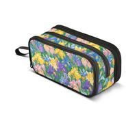 JUNZAN Pencil Bag Colored Flowers Iris Aesthetic Pencil Case Pen Pouch for Women Men School Office College Stationery Supplies